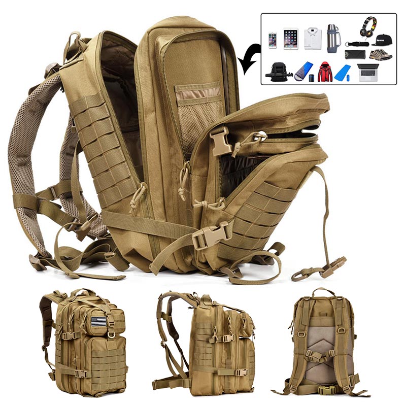50L 용량 남자 육군 군사 전술 대형 배낭, 방수 야외 스포츠 하이킹 캠핑 사냥 3D 배낭 가방
